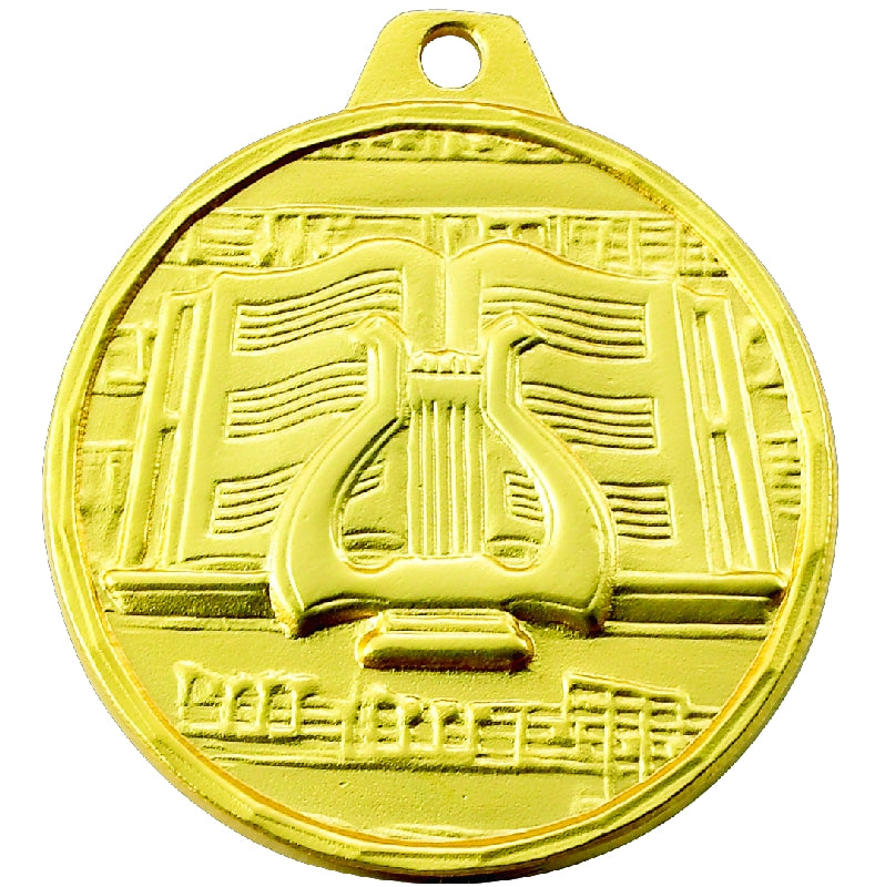 1-1/2 Inch Customizable Music Themed Medal in Gold, Silver, or Bronze