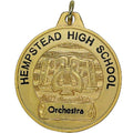 1-1/2 Inch in Diameter Die-Struck Musical Lyre Gold Medal with Imprint Options
