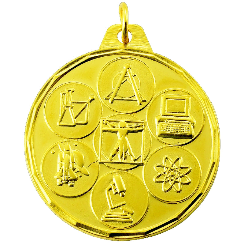 1-1/2 Inch Customizable Science Medal in Gold, Silver, or Bronze