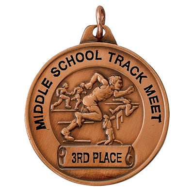 1-1/2 Inch in Diameter Mens Track and Field Medal in Bronze