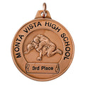 1-1/2 Inch in Diameter Wrestling Medal in Bronze