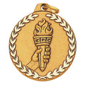 1-1/4 Inch Die-Struck Achievement Torch Themed Medal in Gold, Silver, or Bronze