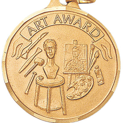1-1/4 Inch Die-Struck Art Award Medal in Gold, Silver, or Bronze