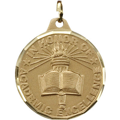 1-1/4 Inch Die-Struck Academic Excellence Themed Medal in Gold, Silver, or Bronze