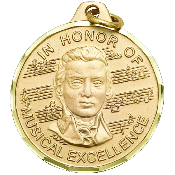 1-1/4 Inch Die-Struck Musical Excellence Medal in Gold, Silver, or Bronze