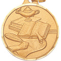 1-1/4 Inch Die-Struck Lamp of Learning Themed Medal in Gold, Silver, or Bronze