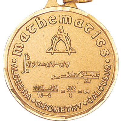 1-1/4 Inch Die-Struck Mathematics Medal in Gold, Silver, or Bronze