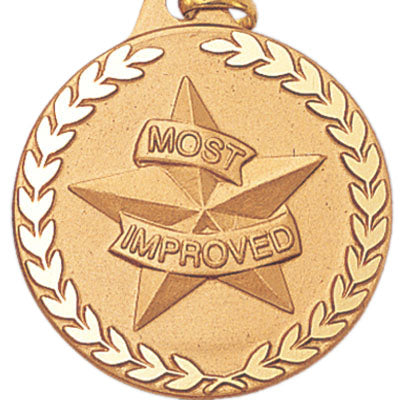 1-1/4 Inch Most Improved Medal in Gold