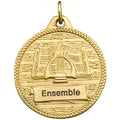 1-1/4 Inch in Diameter Die-Struck Musical Lyre Gold Medal with Imprint Options