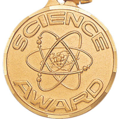1-1/4 Inch Die-Struck Science Award Medal in Gold, Silver, or Bronze