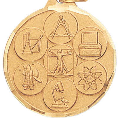 1-1/4 Inch Die-Struck Science Themed Medal in Gold, Silver, or Bronze