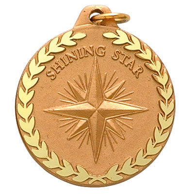 1-1/4 Inch Shining Star Medal in Gold