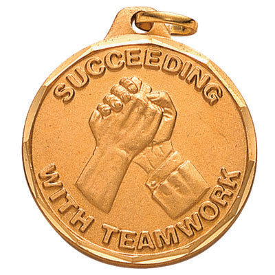 1-1/4 Inch Succeeding with Teamwork Medal in Gold or Silver