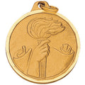 1-1/4 Inch Die-Struck Torch and Scroll Themed Medal in Gold, Silver, or Bronze