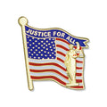 1-1/4 x 1-1/16 Inch "JUSTICE FOR ALL"  AMERICAN FLAG ENAMELED LAPEL PIN