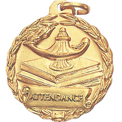 1-1/8 Inch Gold Attendance Medal with Customizable Back
