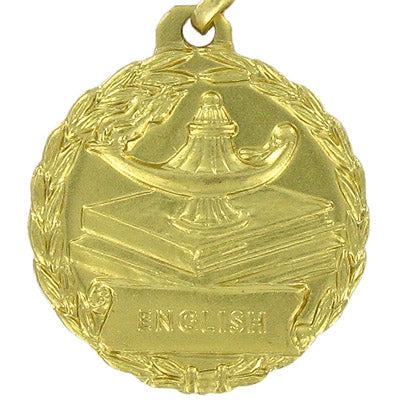 1-1/8 Inch Gold English Medal with Customizable Back