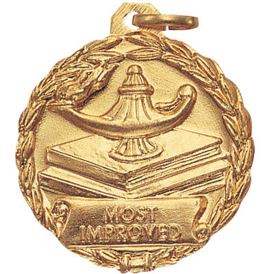 1-1/8 Inch Gold Improvement Medal with Customizable Back