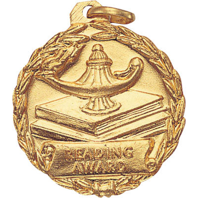 1-1/8 Inch Gold Reading Medal with Customizable Back