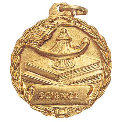 1-1/8 Inch Gold Science Medal with Customizable Back