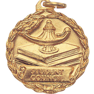 1-1/8 Inch Gold Student Council Medal with Customizable Back
