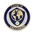 1-1/8 INCH SHIELD AND GLOBE COVID-19 "VACCINATED" LAPEL PIN