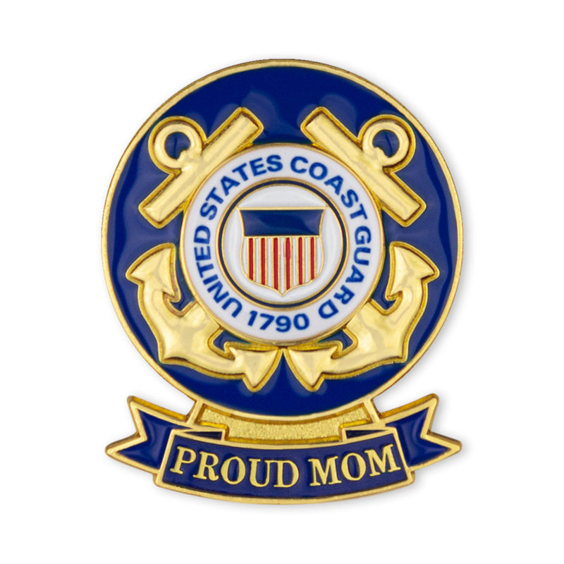 1-1/8 x 7/16 INCH U.S. COAST GUARD "PROUD MOM"LAPEL PIN