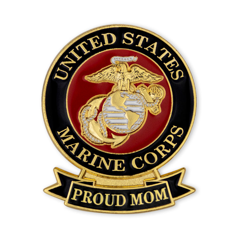 1-1/8 x 7/16 INCH U.S. MARINE "PROUD MOM" LAPEL PIN