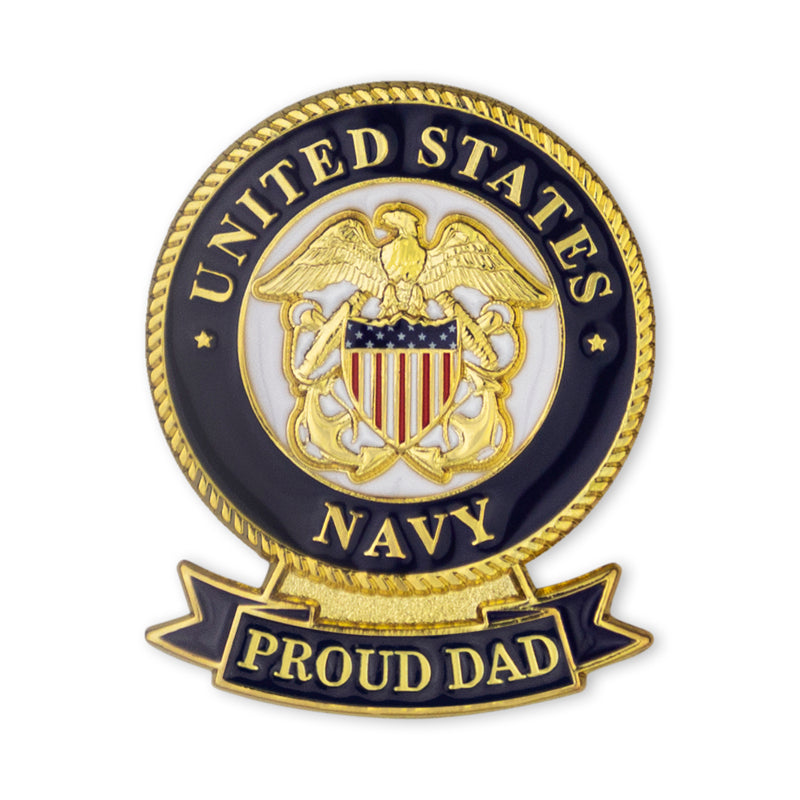 1-1/8 x 7/16 INCH U.S. NAVY "PROUD DAD" LAPEL PIN
