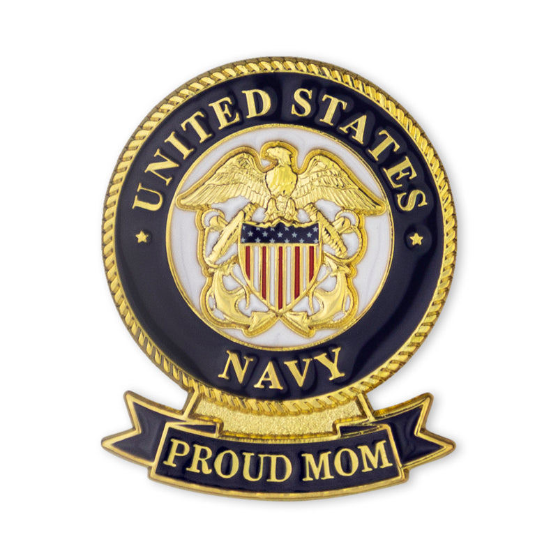1-1/8 x 7/16 INCH U.S. NAVY "PROUD MOM" LAPEL PIN