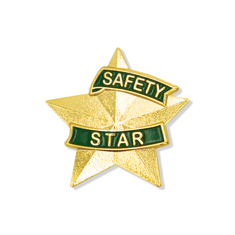 1-3/16 INCH 3D SAFETY STAR LAPEL PIN