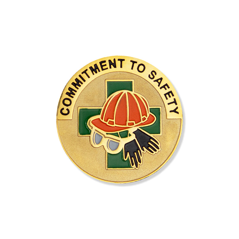 1 INCH COMMITMENT TO SAFETY" HARD HAT ENAMELED LAPEL PIN