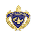 1 INCH GOLD "MATH HONORS" WITH LAMP OF LEARNING AND WREATHS ENAMELED LAPEL PIN