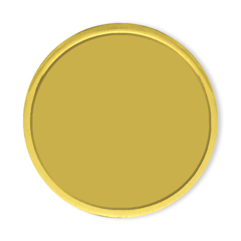 1 INCH ROUND DIE STRUCK GOLD LAPEL PIN WITH PIN BAR BACKING-HOLDS 7/8 INCH INSERT