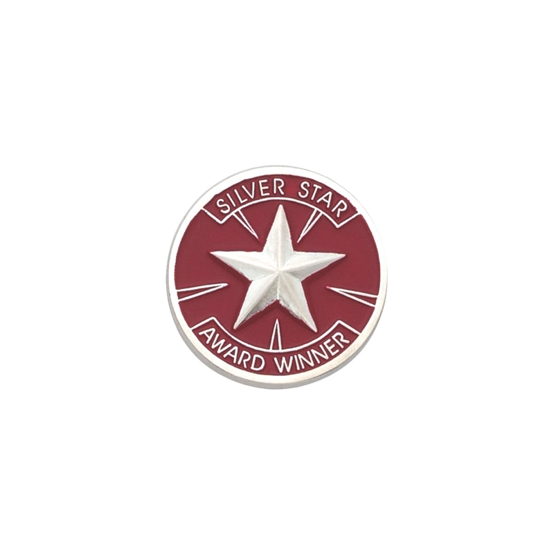 1 INCH SILVER STAR AWARD WINNER PIN