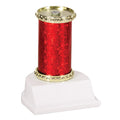 10 INCH STAR SPARKLE COLUMN TROPHY RED & GOLD SYNTHETIC WHITE BASE