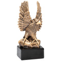 10-1/2 INCH ANTIQUE GOLD RESIN AMERICAN EAGLE TROPHY ON BLACK BASE