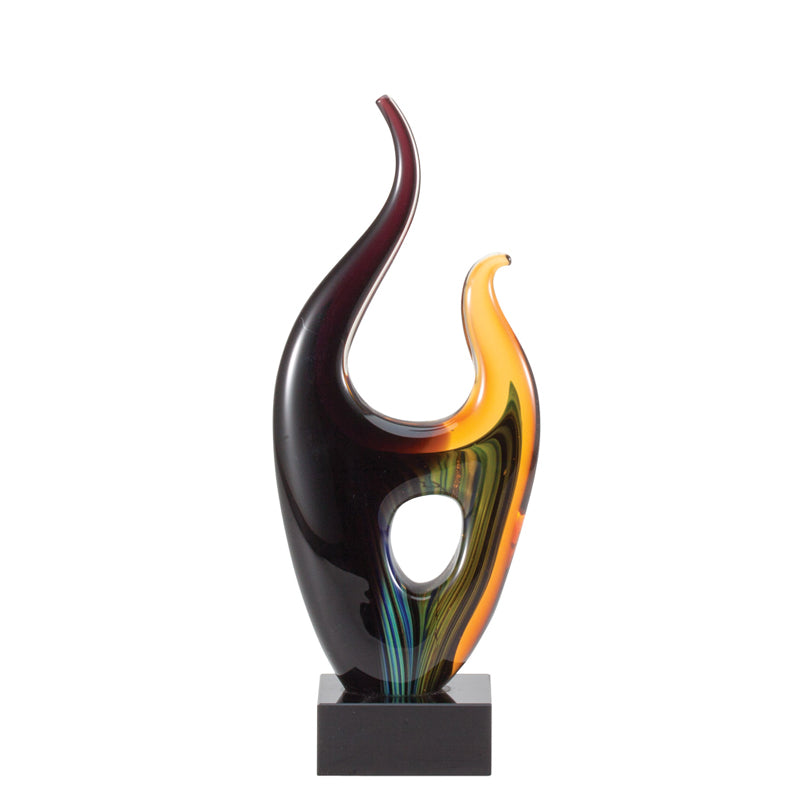 10-1/2 INCH HAND BLOWN ART GLASS SCULPTURE SWIRL PATTERN AWARD