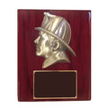 10-1/2 X 13 INCH LARGE FIREMAN'S HEAD ON PIANO FINISHED PLAQUE