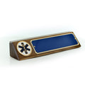 10 1/2 INCH X 3 INCH GENUINE WALNUT DESK BLOCK WITH 2 INCH EMBOSSED PARAMEDIC MEDALLION BLUE GOLD ALUMINUM NAME PLATE