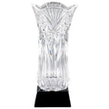 10-3/4 INCH HEIGHT HAND CUT CRYSTAL VASE MOUNTED ON BLACK CRYSTAL BASE