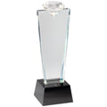 10-3/4 INCH OPTICAL CRYSTAL DIAMOND TOWER AWARD ON BLACK CRYSTAL BASE