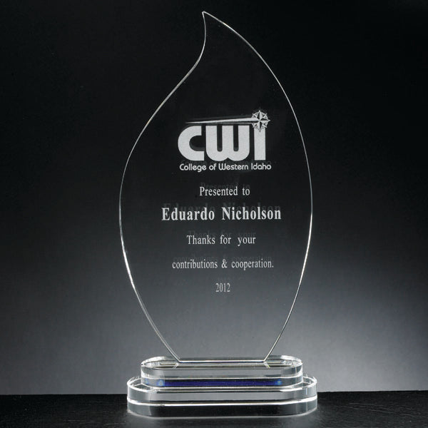 10-3/4 X 5 INCH CRYSTAL FLAME AWARD