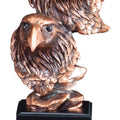 10 INCH BRONZE DOUBLE EAGLE HEAD TROPHY ON BLACK BASE