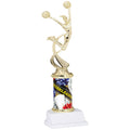 10 INCH CHEERLEADER SPORT MOTION TROPHY ON A WHITE SYNTHETIC BASE