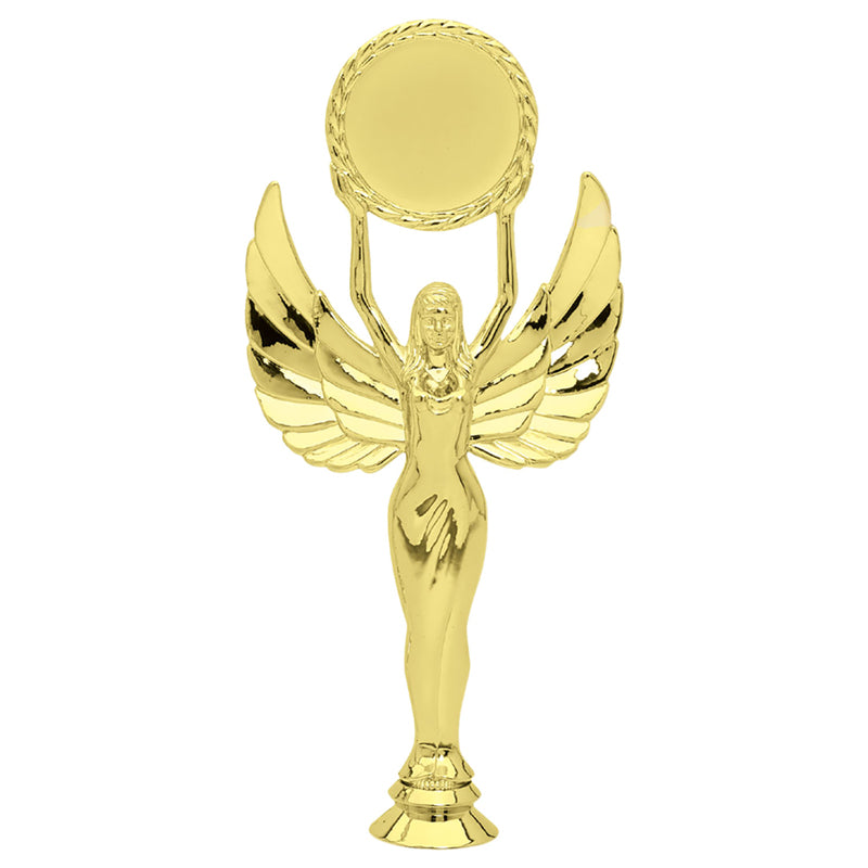 10 INCH GOLD PLASTIC FEMALE VICTORY TROPHY FIGURE-HOLDS 2 INCH INSERT