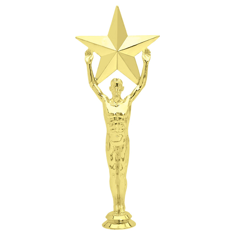 10 INCH GOLD PLASTIC MALE VICTORY STAR TROPHY FIGURE