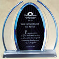 10" x 9" OVAL TINTED BLUE ACRYLIC AWARD WITH BLACK SUN RAY CENTER