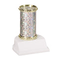 10 INCH STAR SPARKLE COLUMN TROPHY SILVER & GOLD SYNTHETIC WHITE BASE