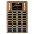 10 X 15 INCH MULTIPLE PLATE WALNUT PLAQUE WITH 24 BLACK SCREENED PLATES